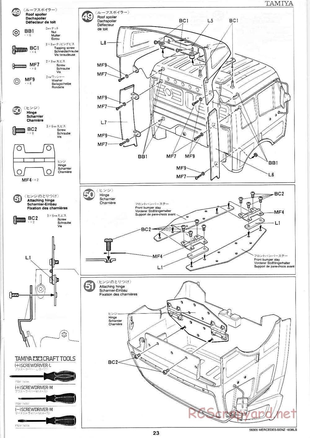 Tamiya - Mercedes-Benz 1838LS - Manual - Page 23