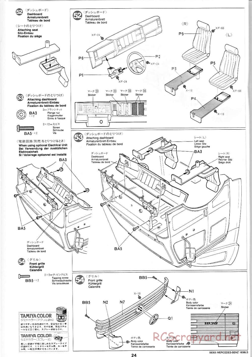 Tamiya - Mercedes-Benz 1838LS - Manual - Page 24