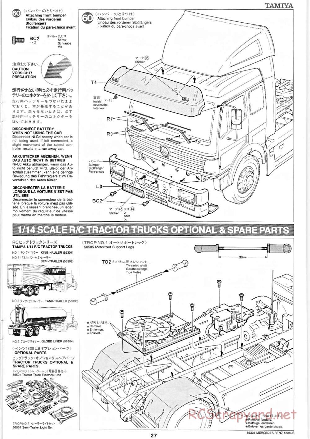 Tamiya - Mercedes-Benz 1838LS - Manual - Page 27