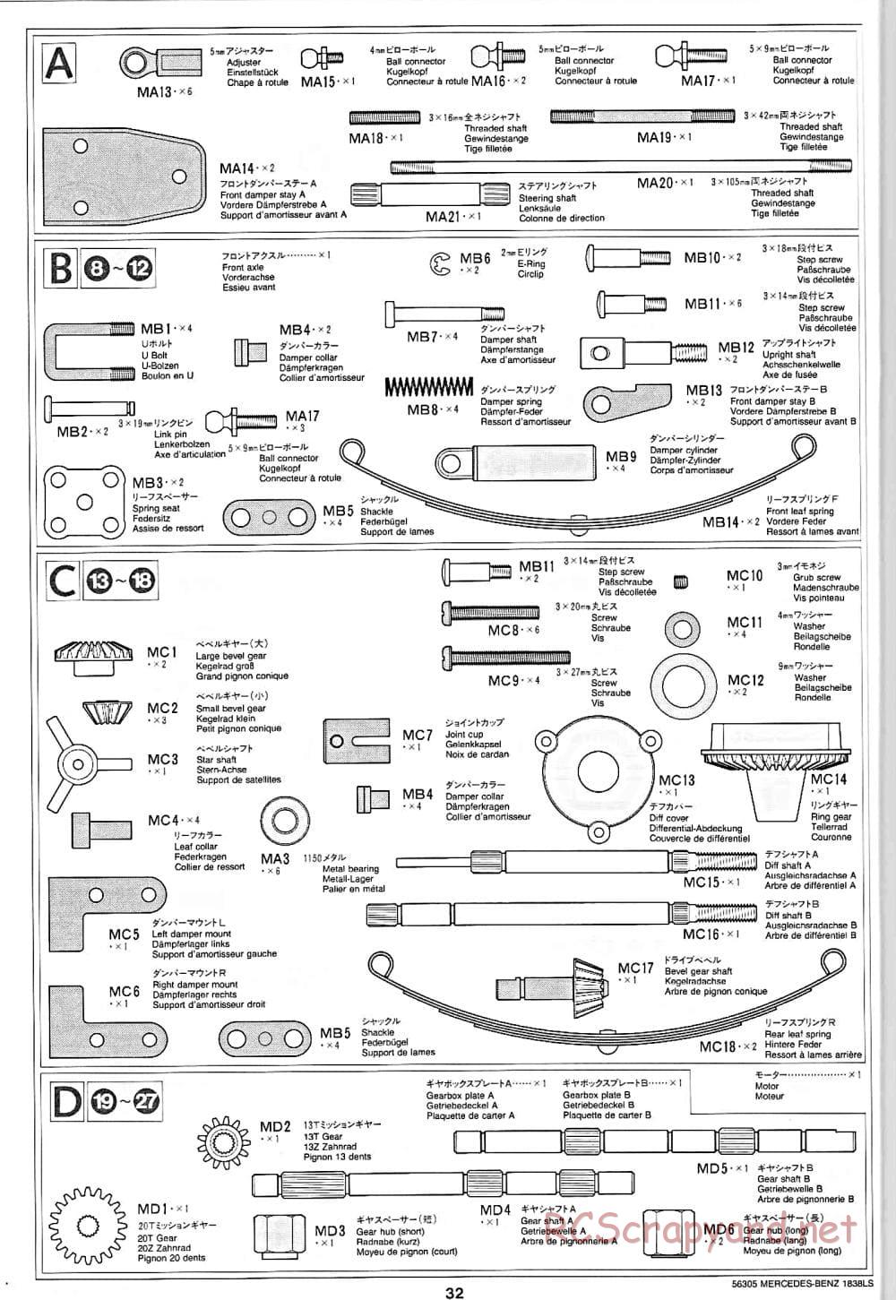 Tamiya - Mercedes-Benz 1838LS - Manual - Page 32