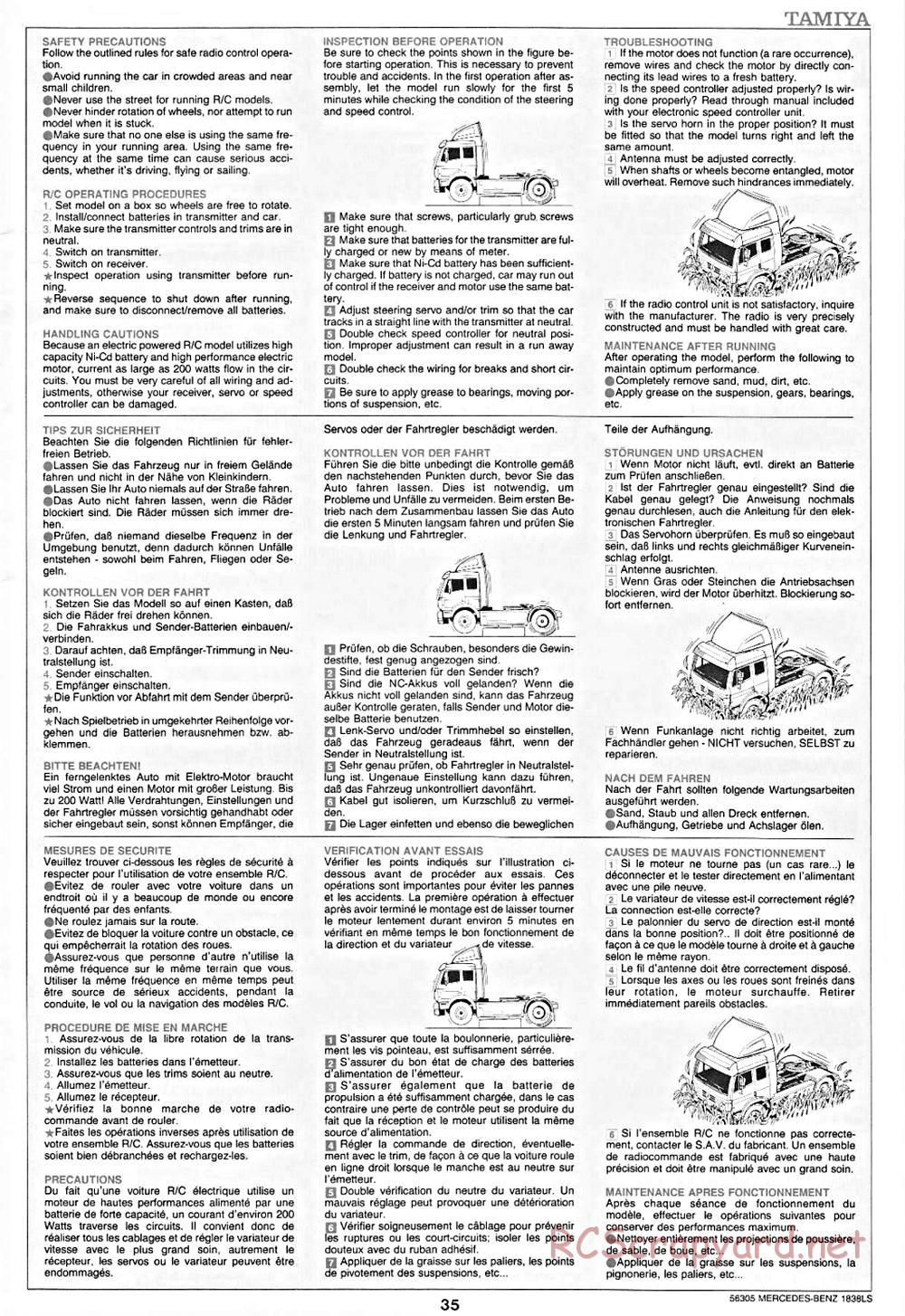 Tamiya - Mercedes-Benz 1838LS - Manual - Page 35