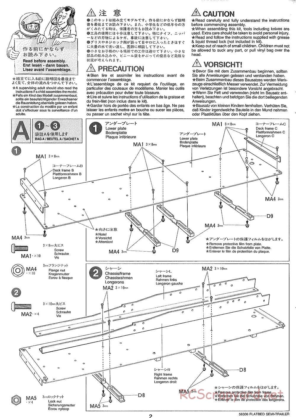 Tamiya - Semi Flatbed Trailer Chassis - Manual - Page 2