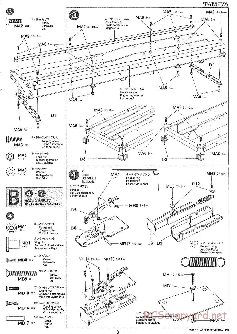 Tamiya - Semi Flatbed Trailer Chassis - Manual - Page 3