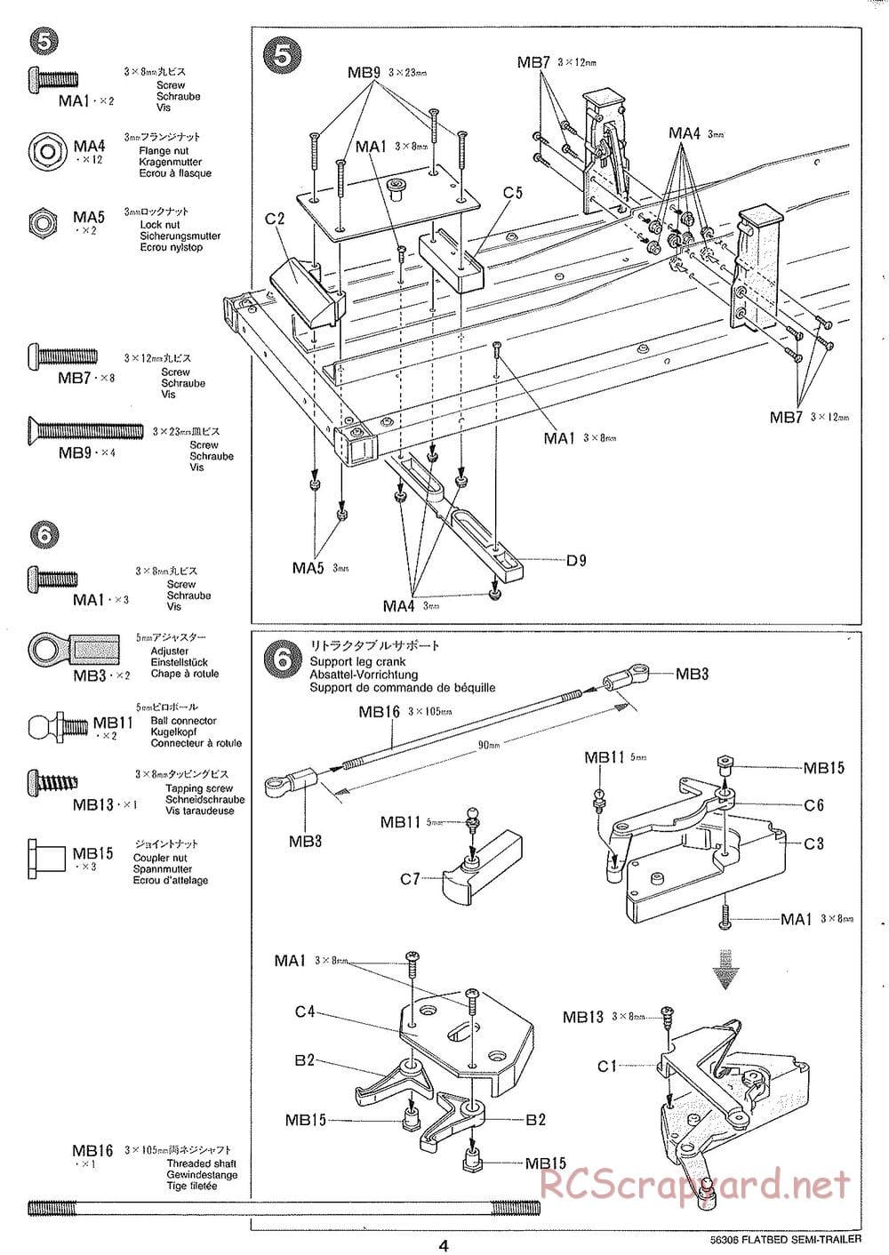 Tamiya - Semi Flatbed Trailer Chassis - Manual - Page 4