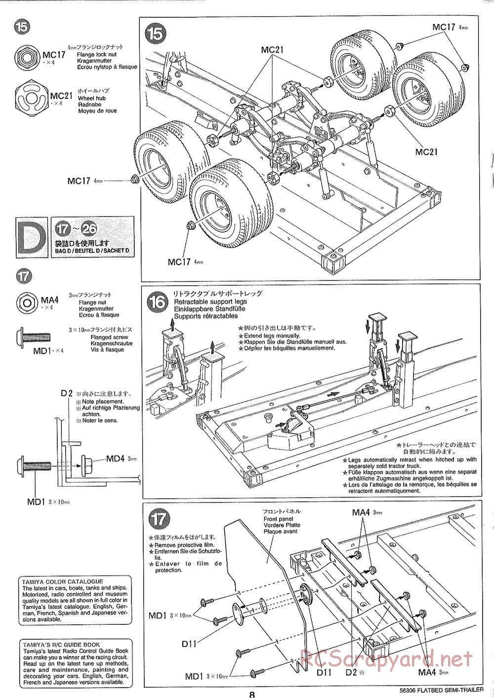Tamiya - Semi Flatbed Trailer Chassis - Manual - Page 8