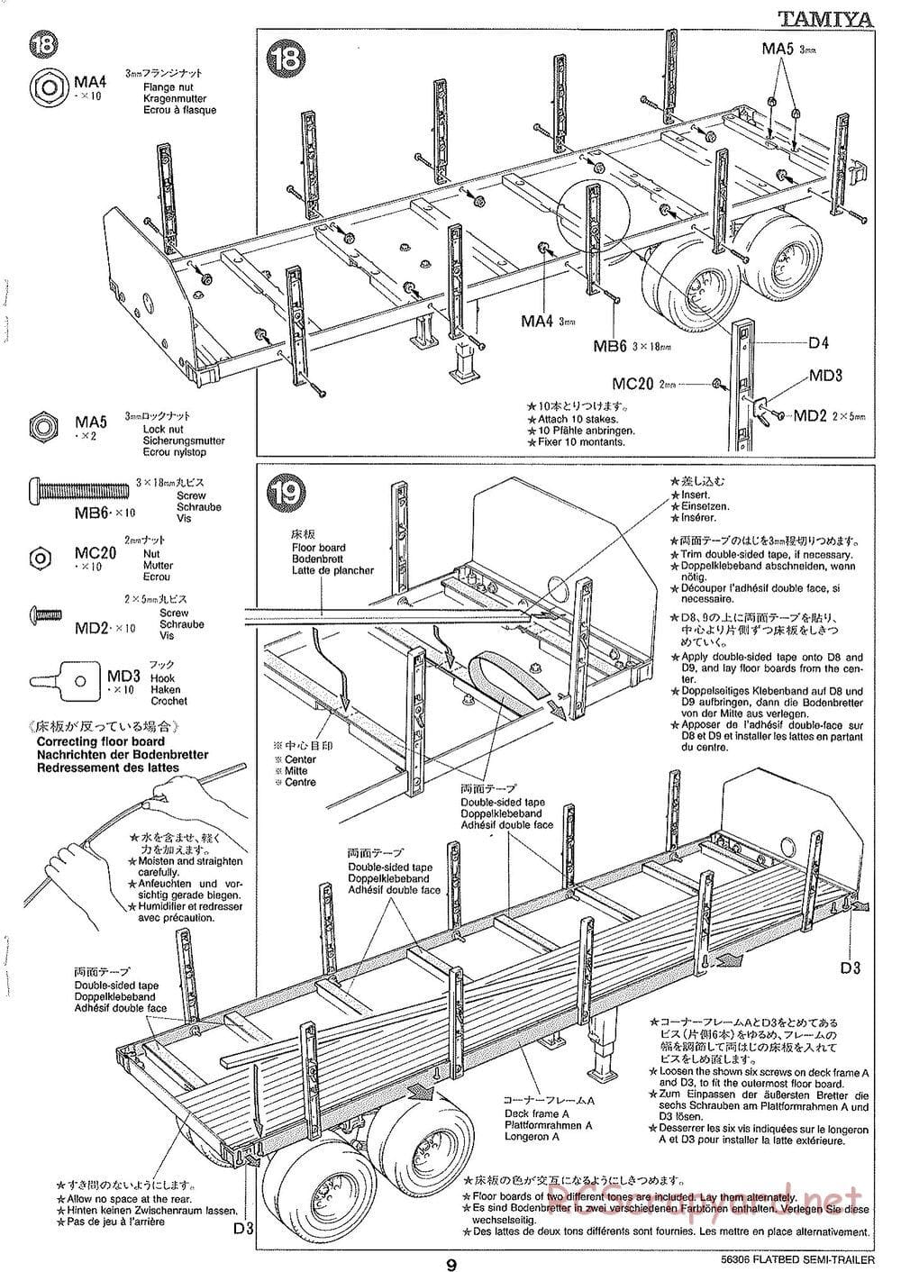 Tamiya - Semi Flatbed Trailer Chassis - Manual - Page 9