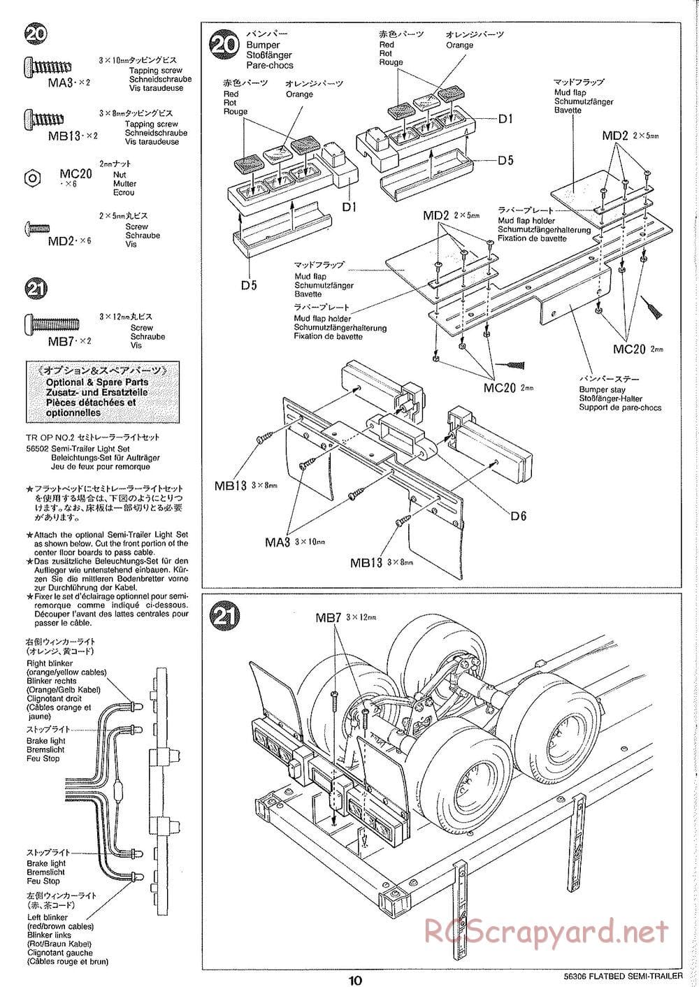 Tamiya - Semi Flatbed Trailer Chassis - Manual - Page 10
