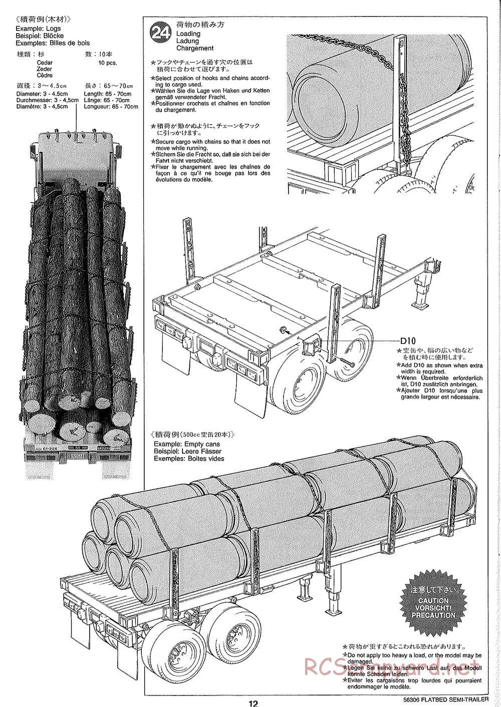 Tamiya - Semi Flatbed Trailer Chassis - Manual - Page 12