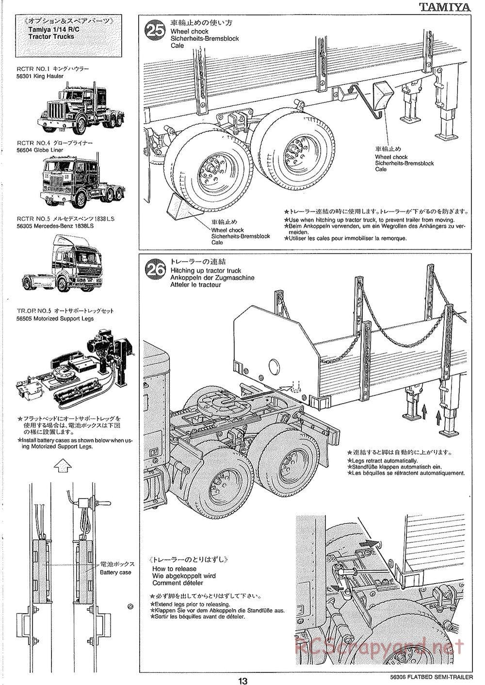 Tamiya - Semi Flatbed Trailer Chassis - Manual - Page 13