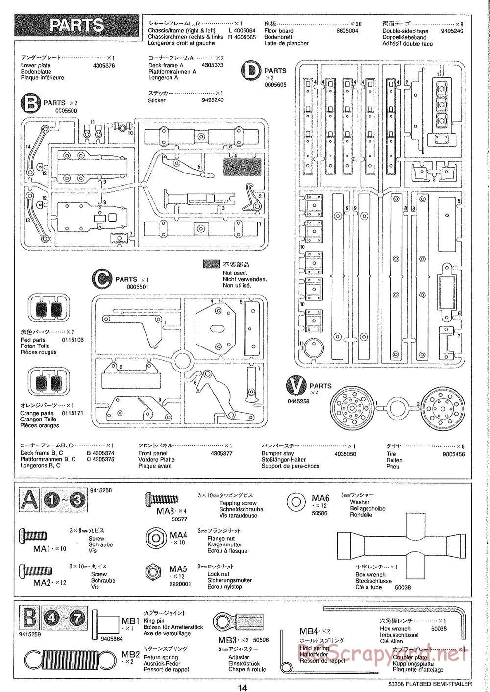 Tamiya - Semi Flatbed Trailer Chassis - Manual - Page 14