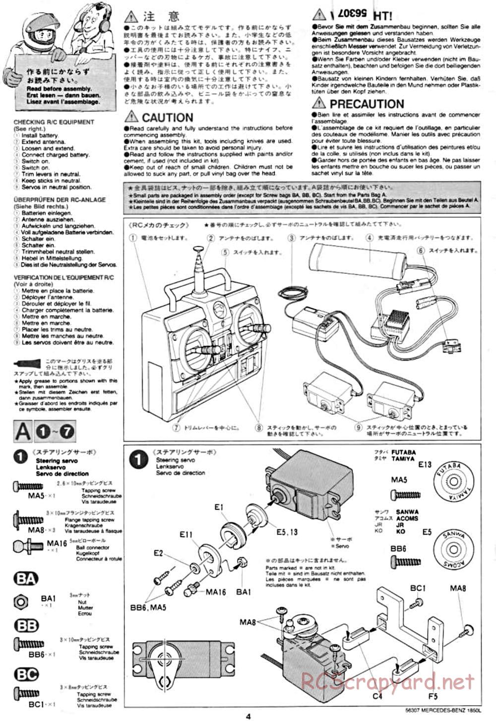 Tamiya - Mercedes-Benz 1850L Delivery Truck - Manual - Page 4