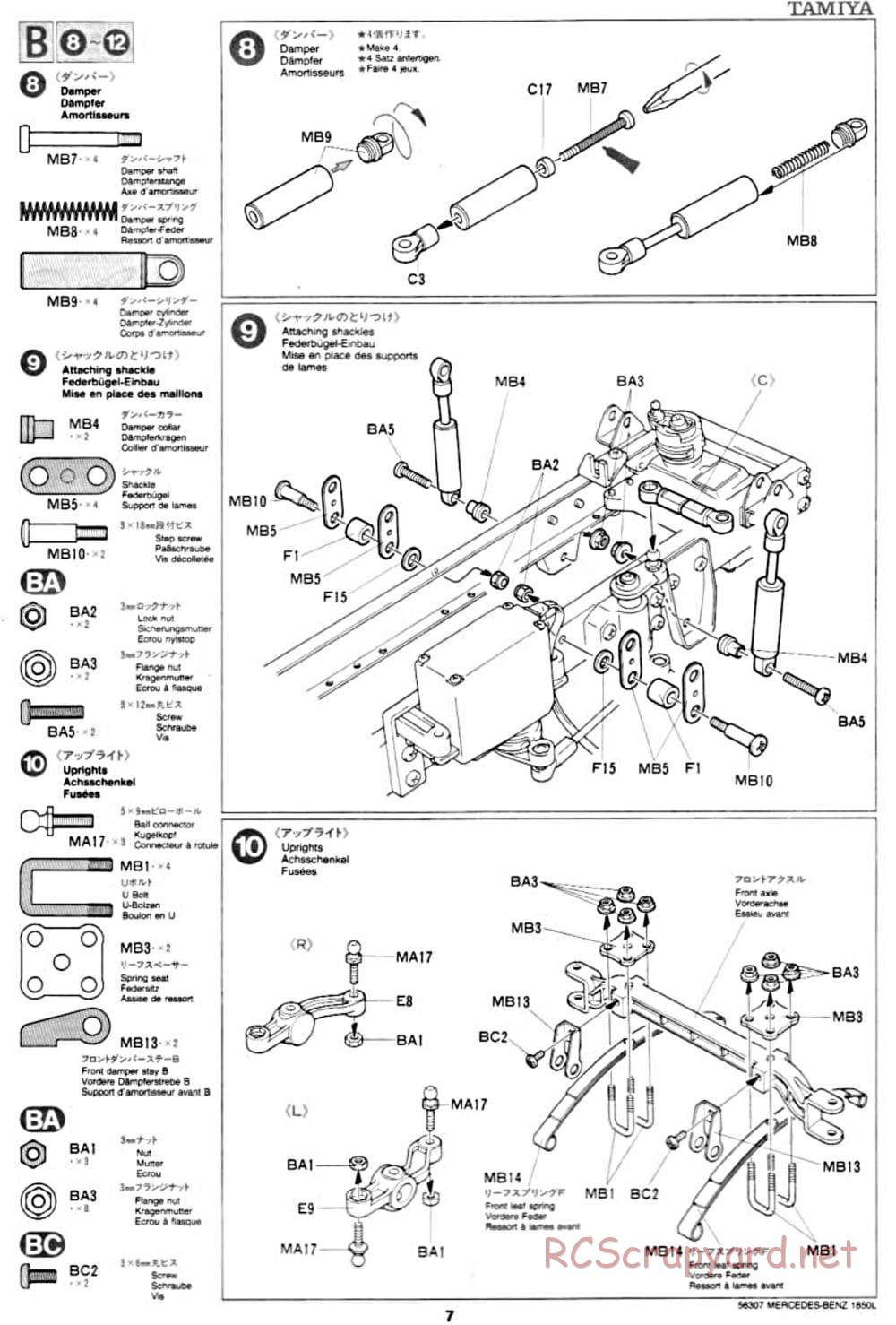 Tamiya - Mercedes-Benz 1850L Delivery Truck - Manual - Page 7