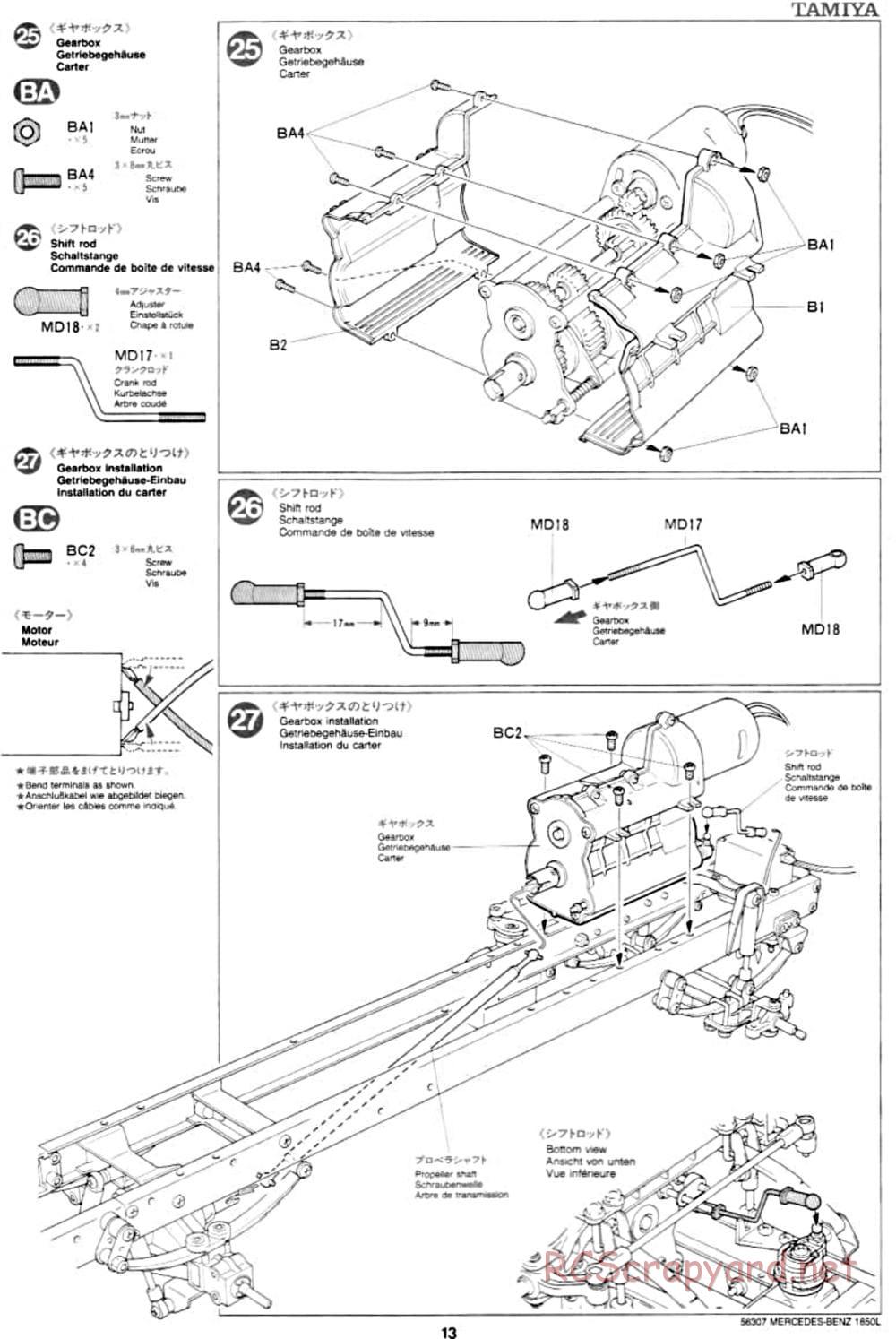 Tamiya - Mercedes-Benz 1850L Delivery Truck - Manual - Page 13
