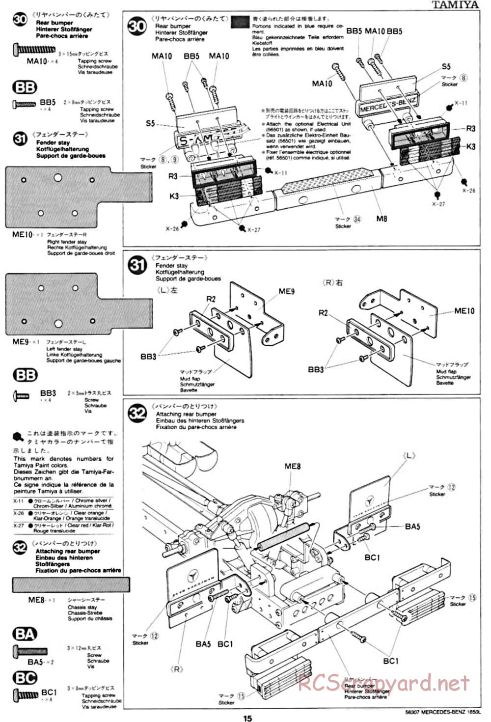 Tamiya - Mercedes-Benz 1850L Delivery Truck - Manual - Page 15