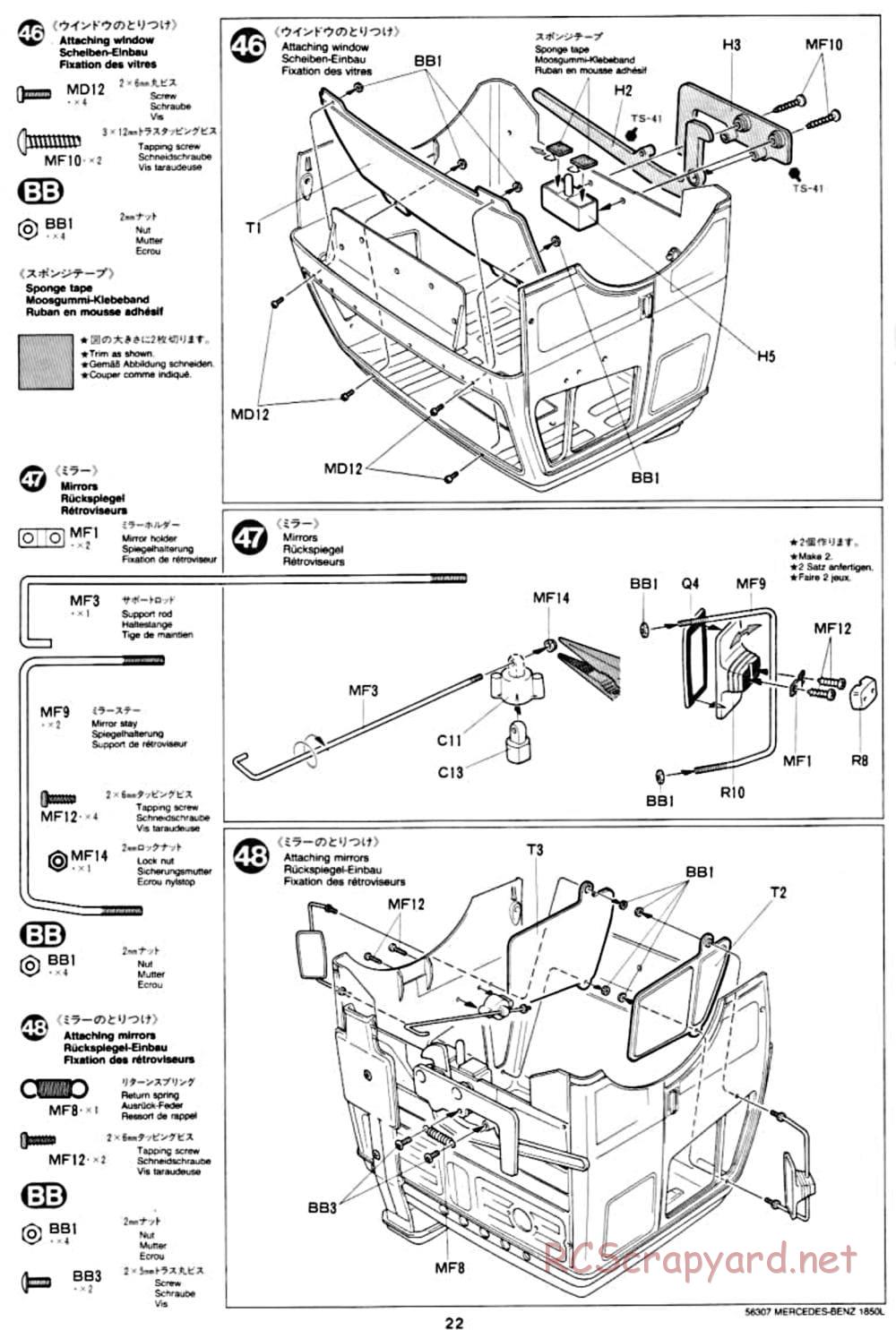 Tamiya - Mercedes-Benz 1850L Delivery Truck - Manual - Page 22