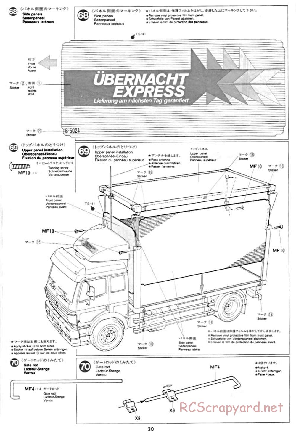 Tamiya - Mercedes-Benz 1850L Delivery Truck - Manual - Page 30