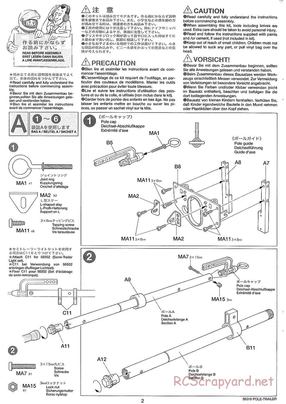 Tamiya - Semi Pole Trailer Chassis - Manual - Page 2