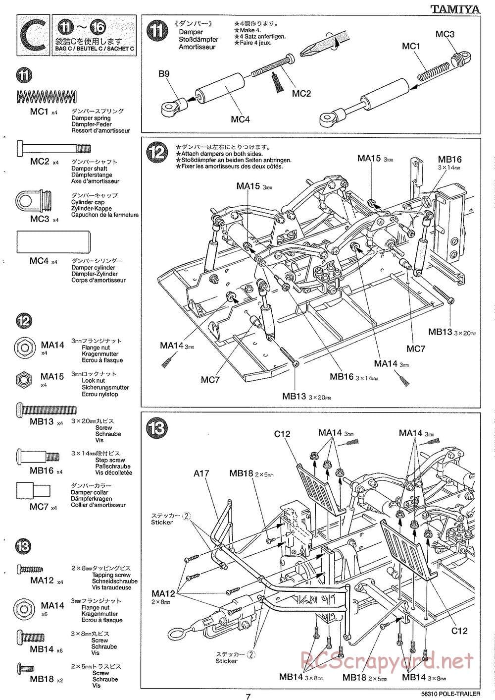 Tamiya - Semi Pole Trailer Chassis - Manual - Page 7