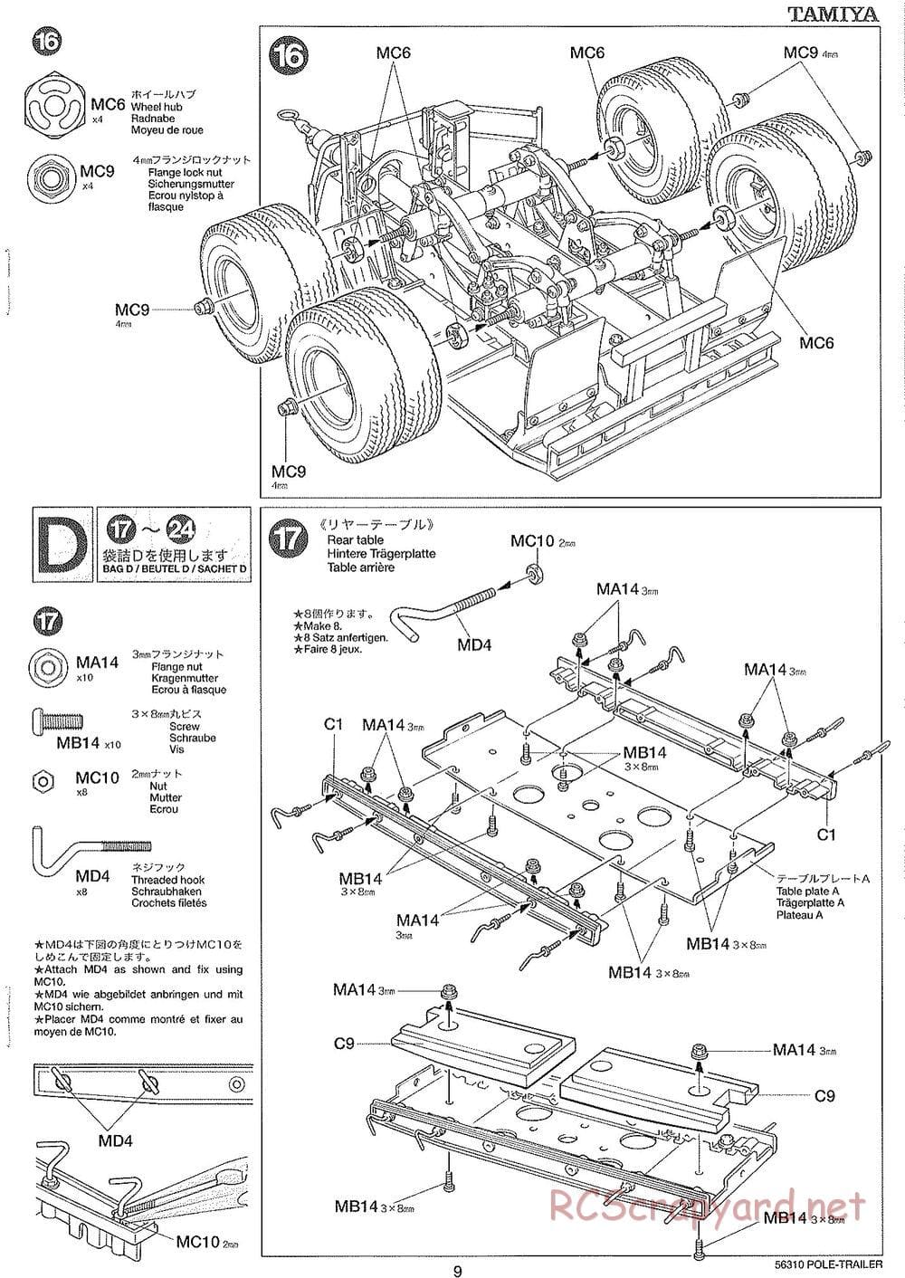 Tamiya - Semi Pole Trailer Chassis - Manual - Page 9