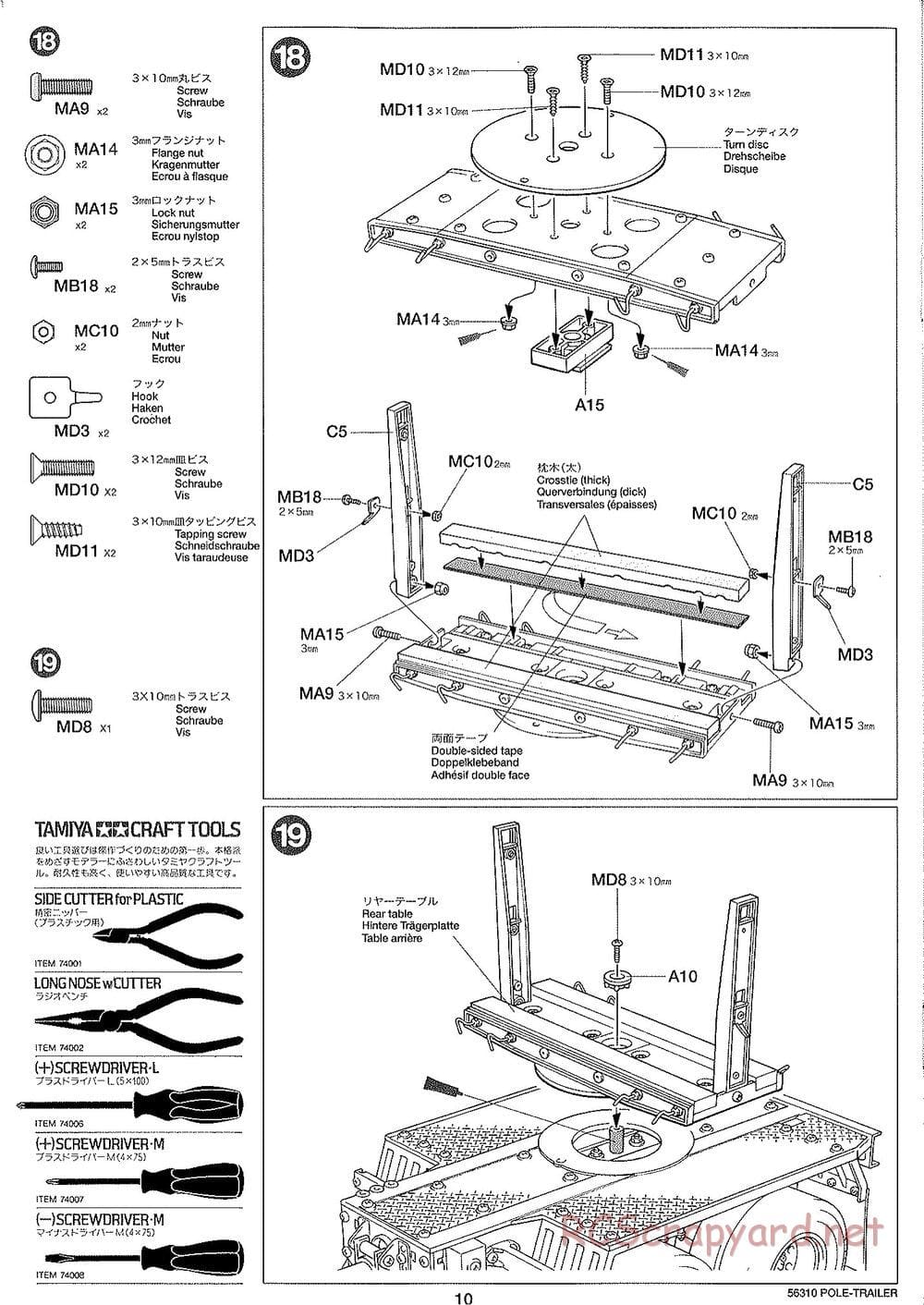Tamiya - Semi Pole Trailer Chassis - Manual - Page 10