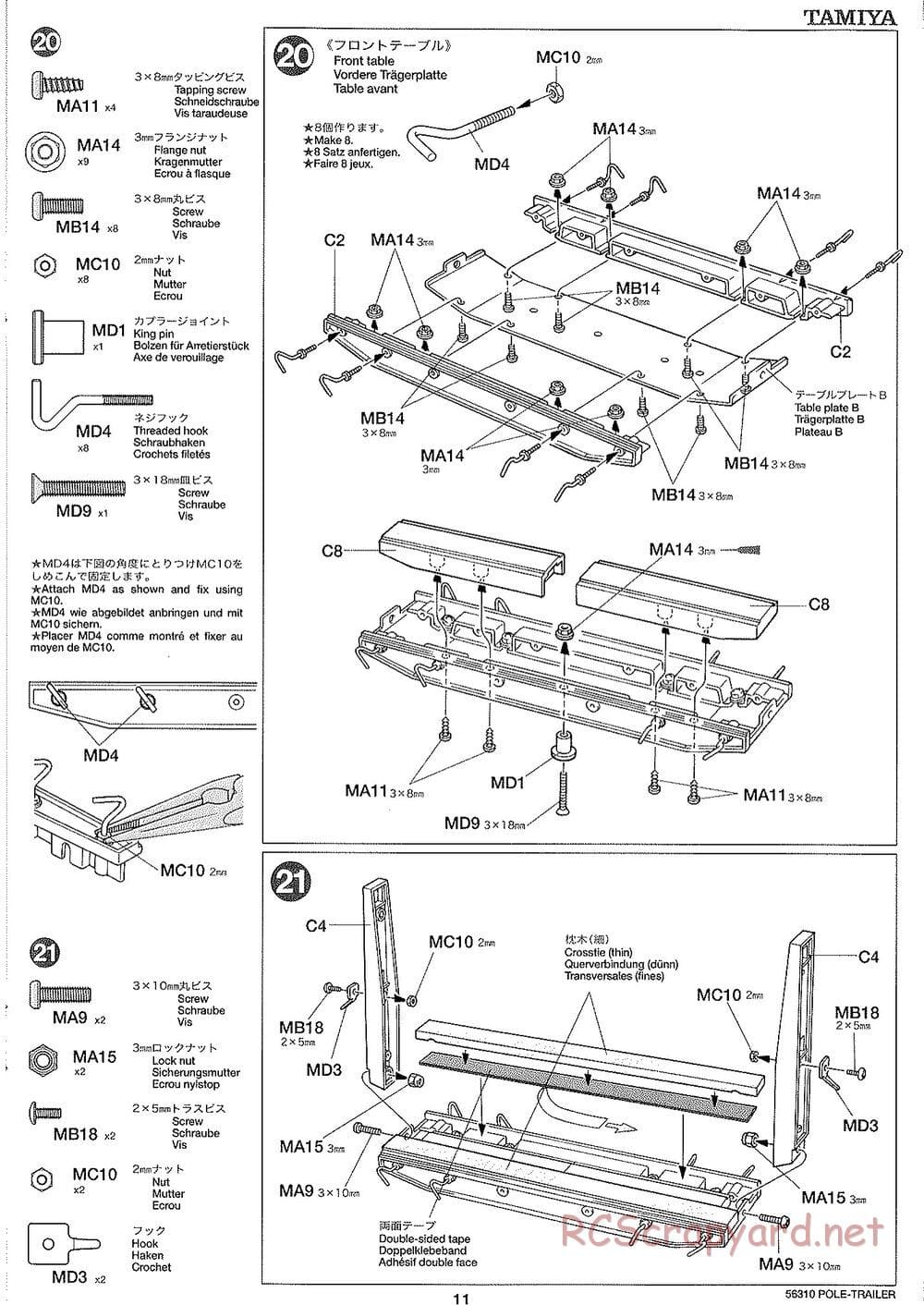 Tamiya - Semi Pole Trailer Chassis - Manual - Page 11