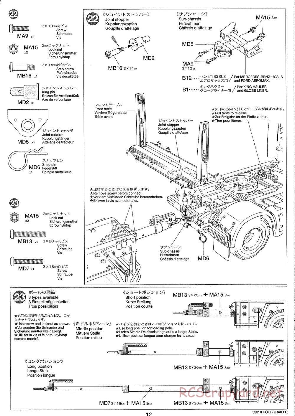 Tamiya - Semi Pole Trailer Chassis - Manual - Page 12