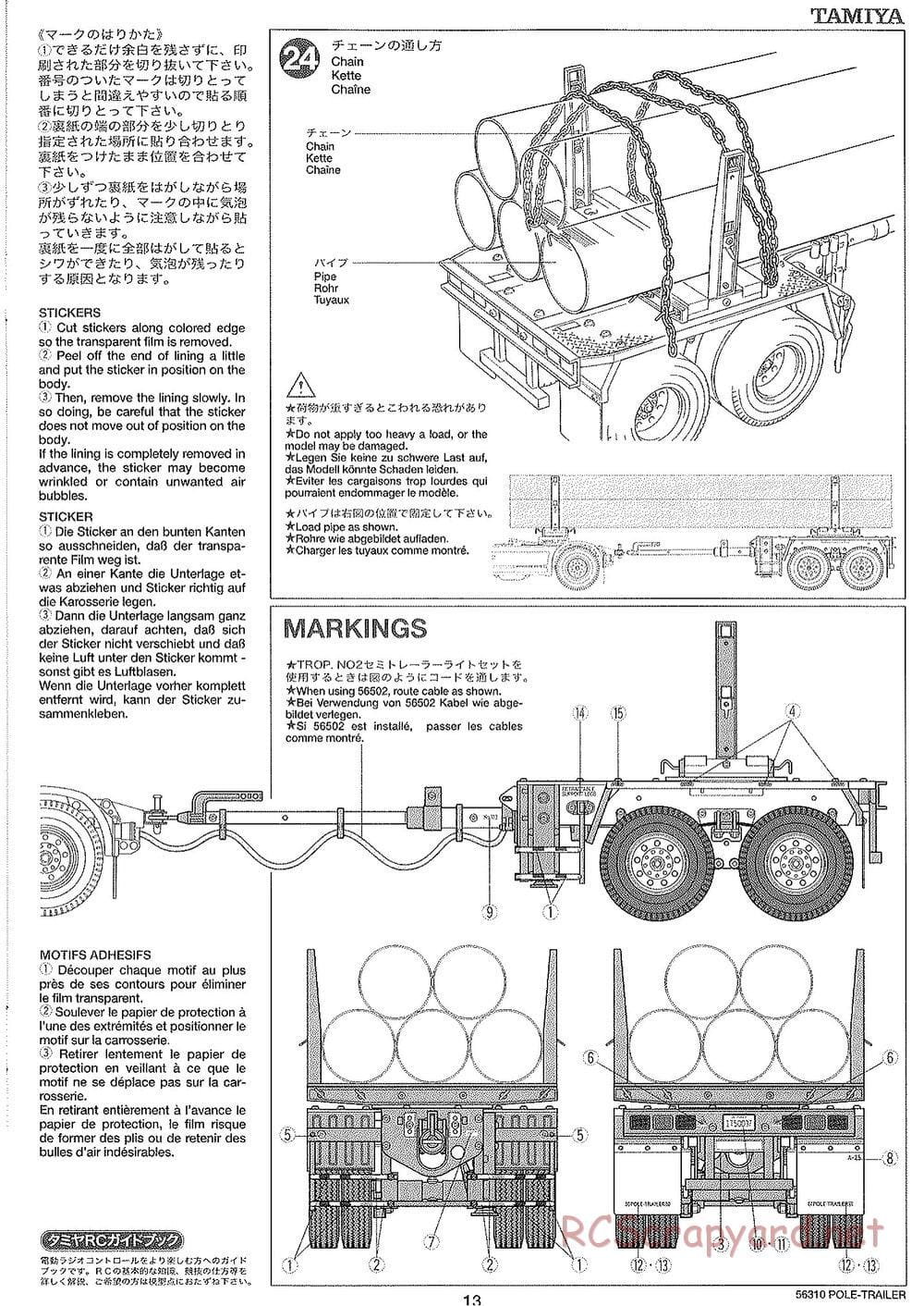 Tamiya - Semi Pole Trailer Chassis - Manual - Page 13