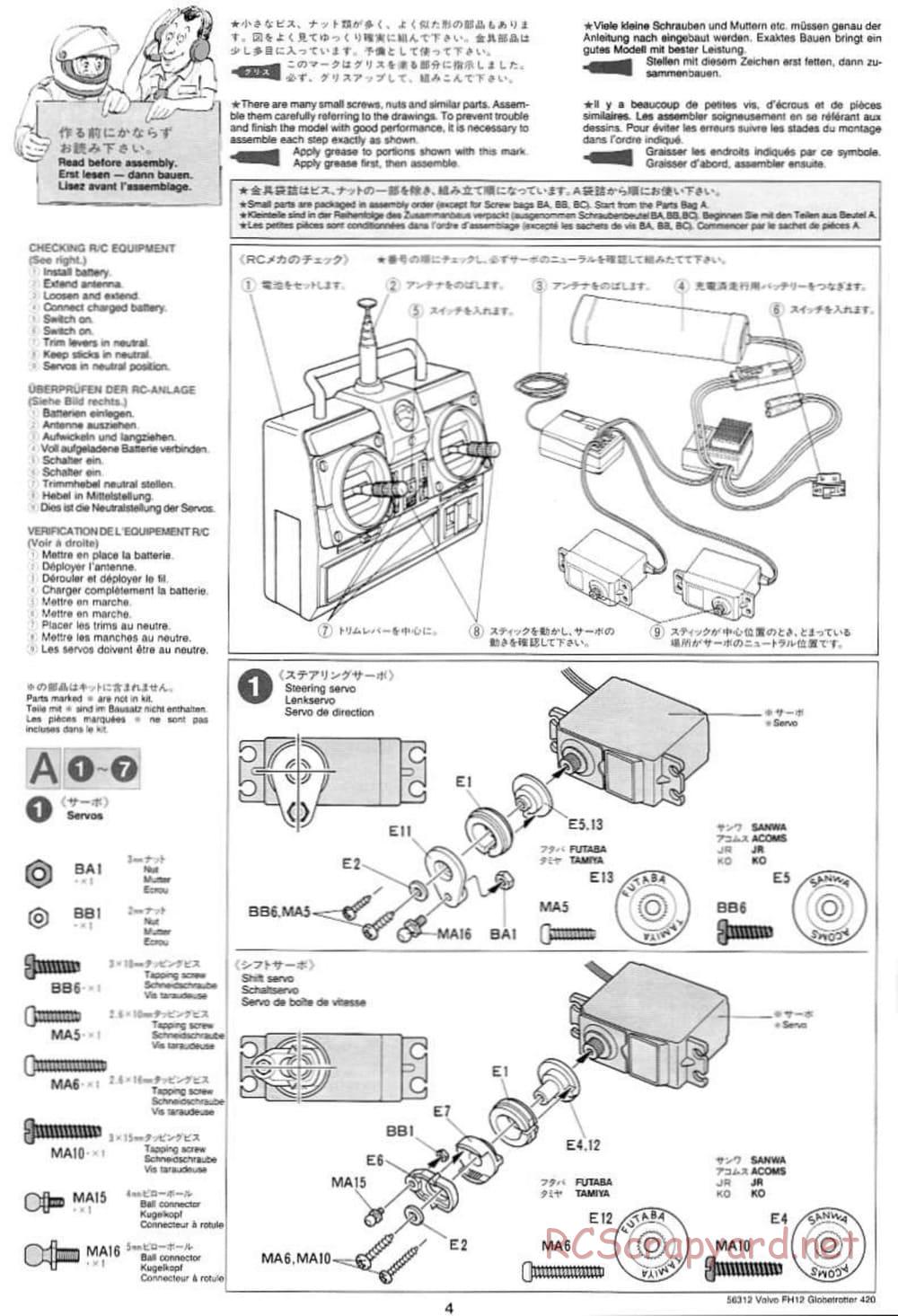 Tamiya - Volvo FH12 Globetrotter 420 - Manual - Page 4