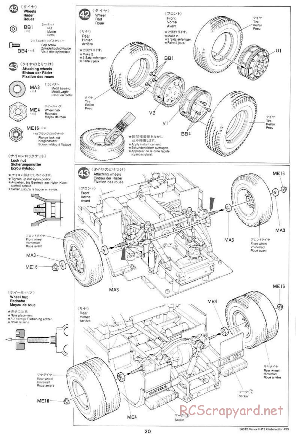 Tamiya - Volvo FH12 Globetrotter 420 - Manual - Page 20