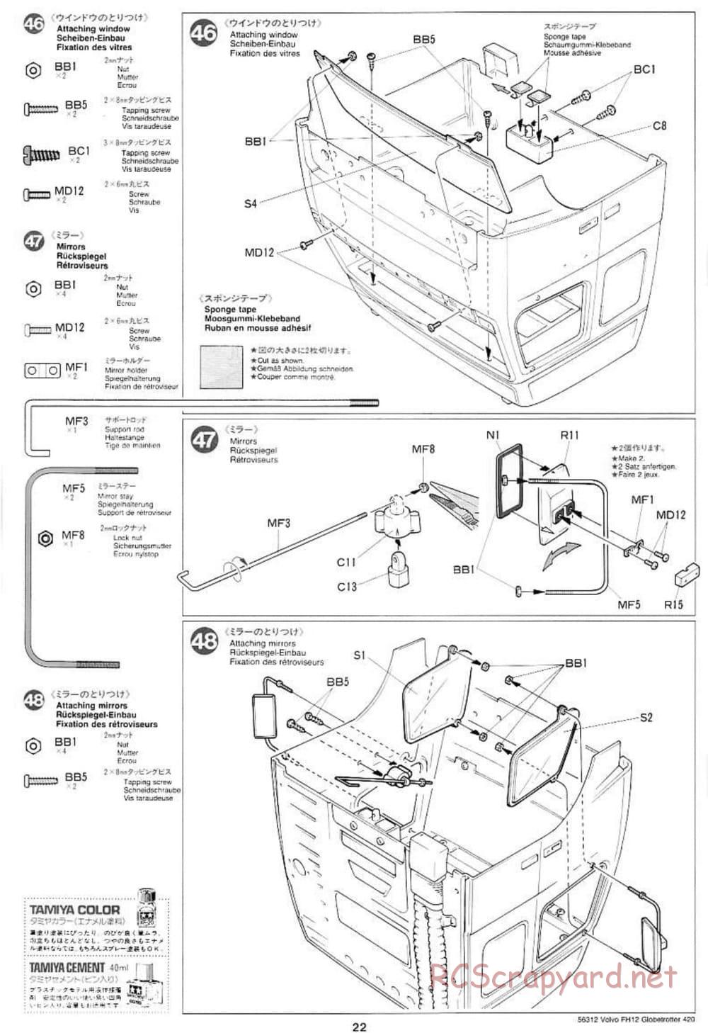 Tamiya - Volvo FH12 Globetrotter 420 - Manual - Page 22