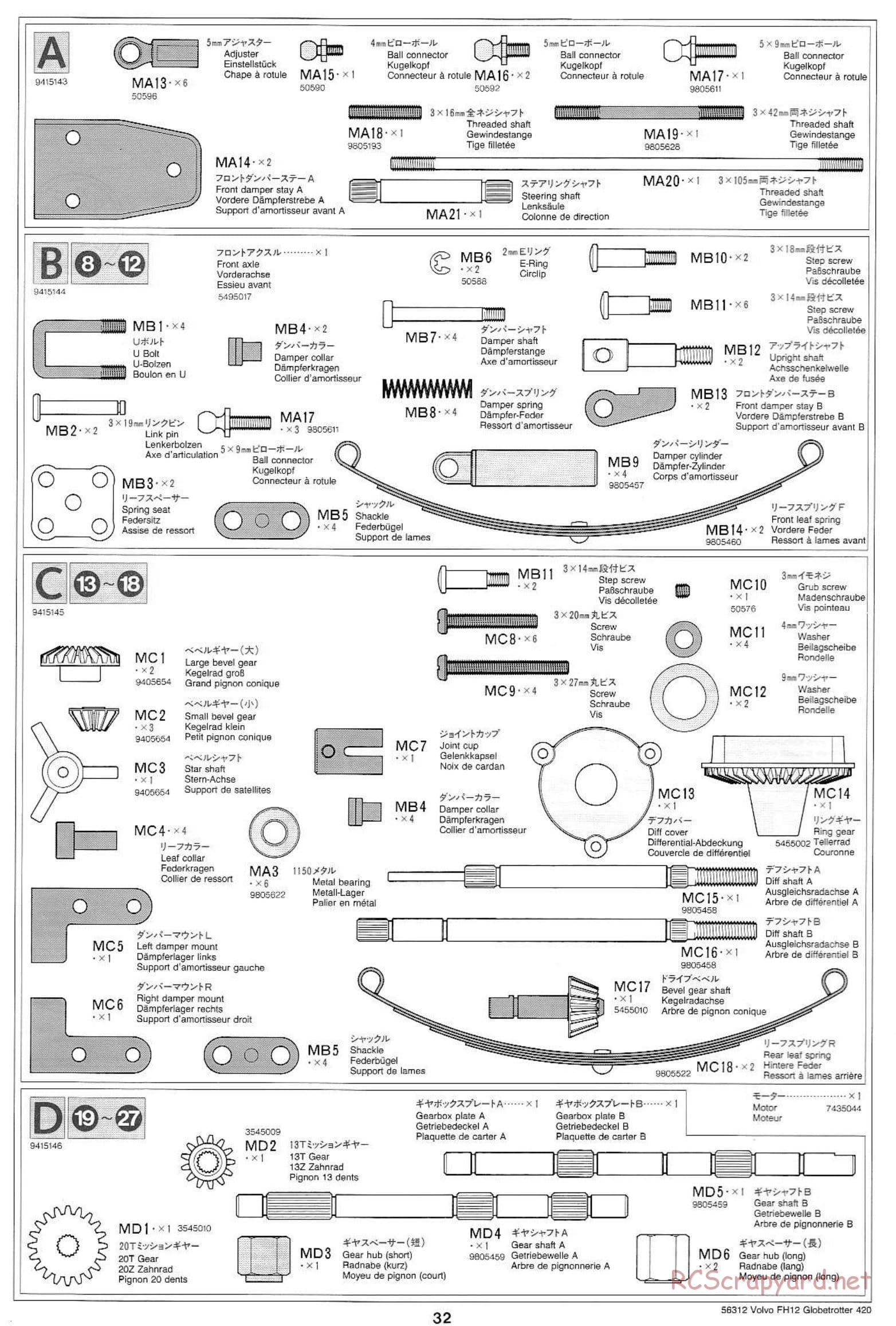 Tamiya - Volvo FH12 Globetrotter 420 - Manual - Page 32