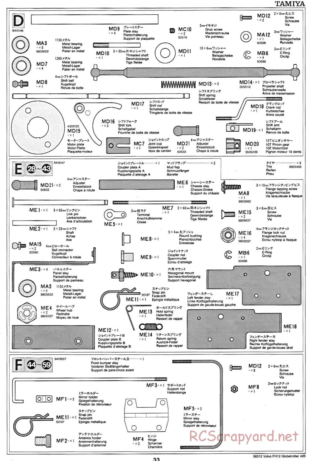 Tamiya - Volvo FH12 Globetrotter 420 - Manual - Page 33