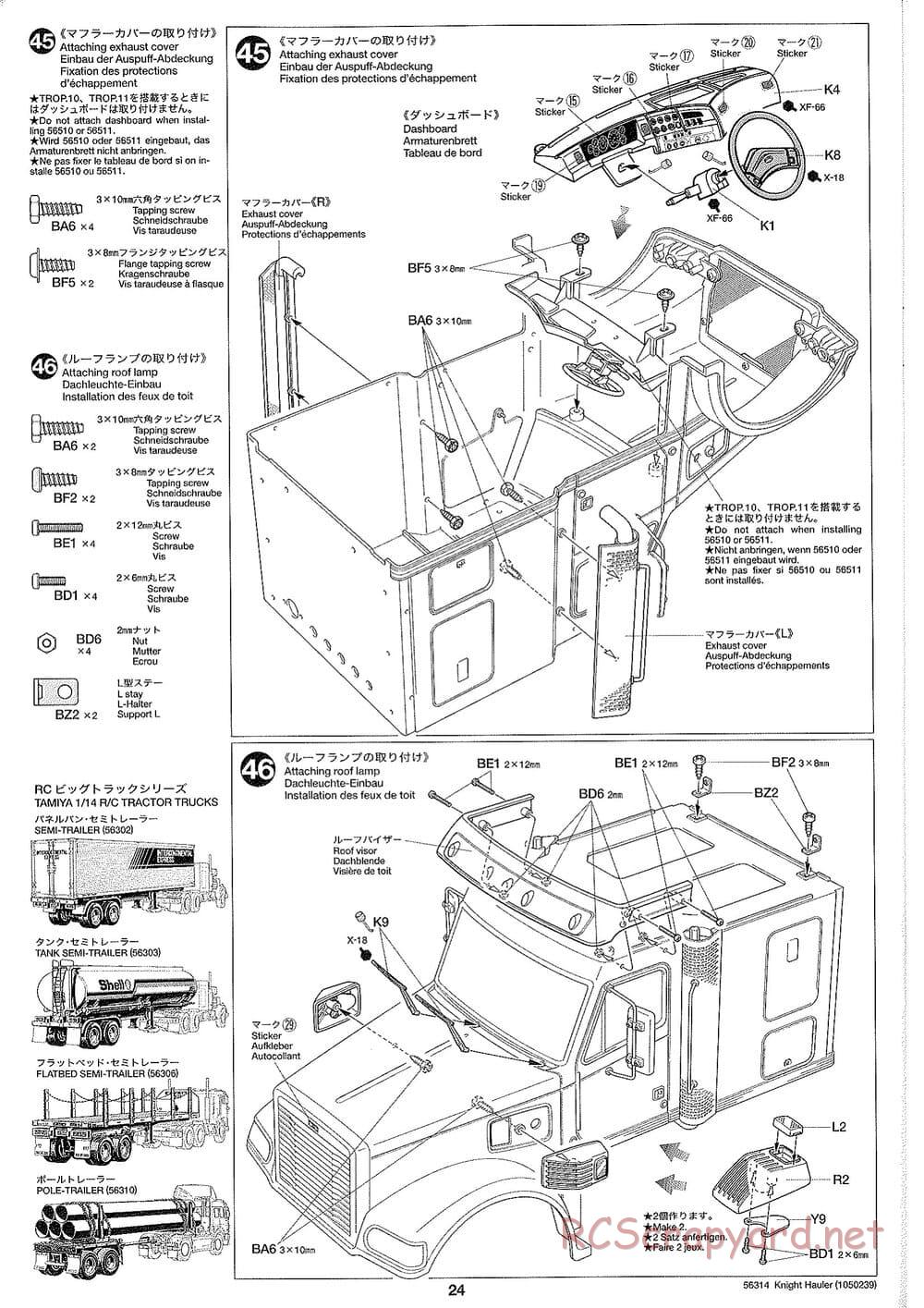 Tamiya - Knight Hauler Tractor Truck Chassis - Manual - Page 24