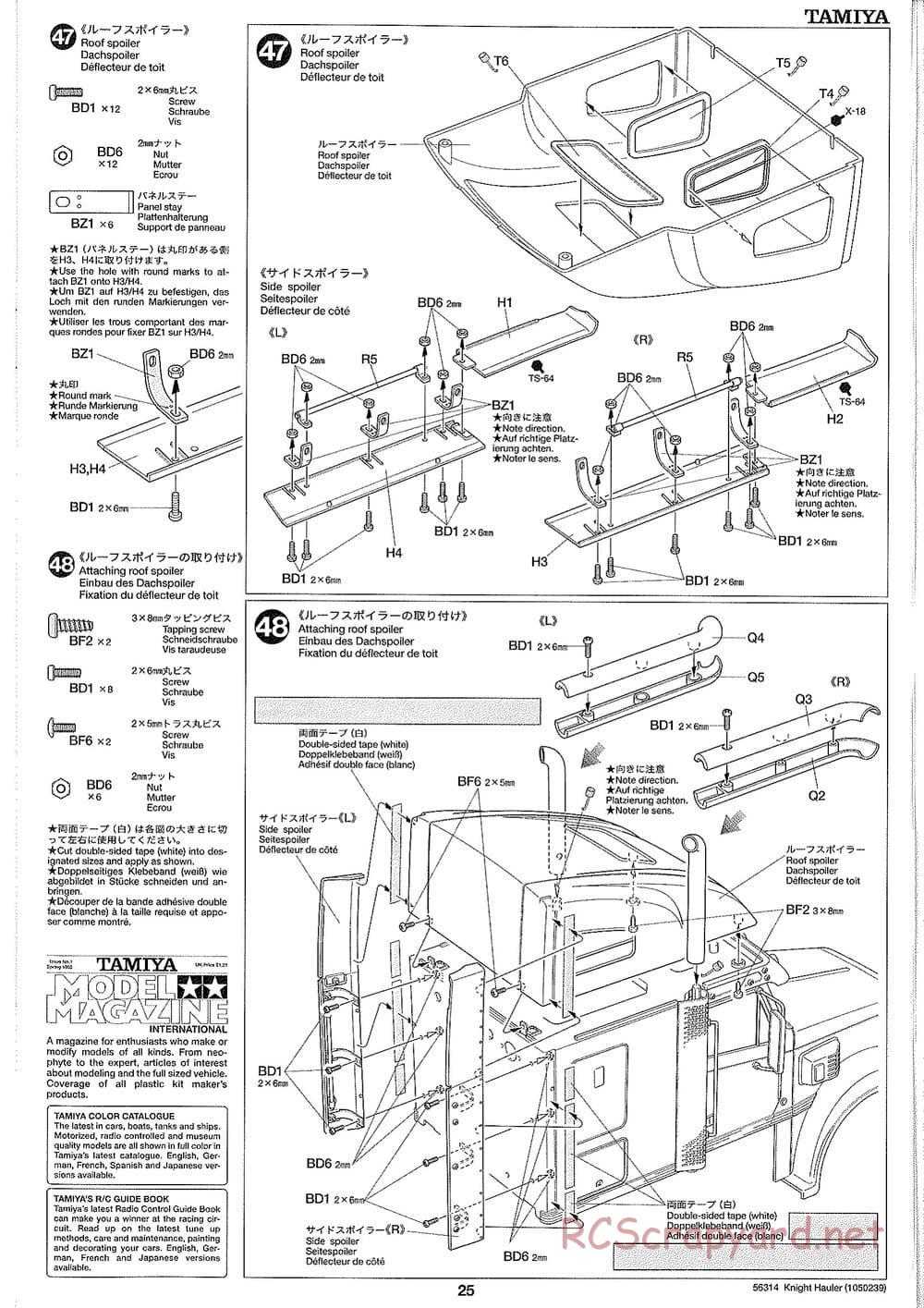Tamiya - Knight Hauler Tractor Truck Chassis - Manual - Page 25