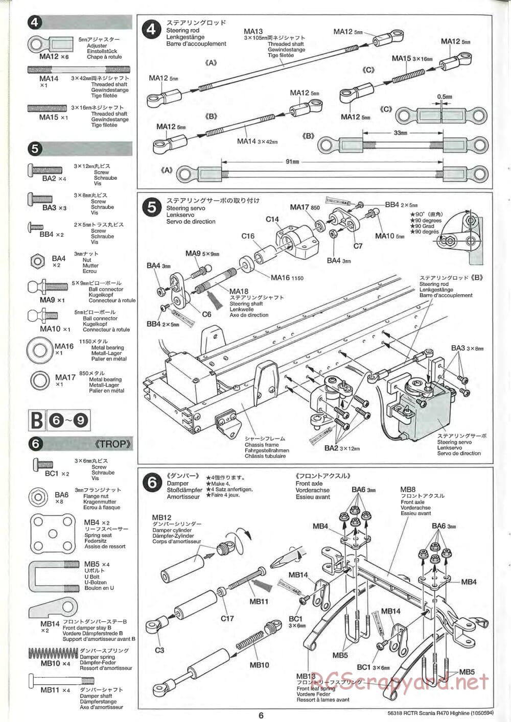 Tamiya - Scania R470 Highline Tractor Truck Chassis - Manual - Page 6