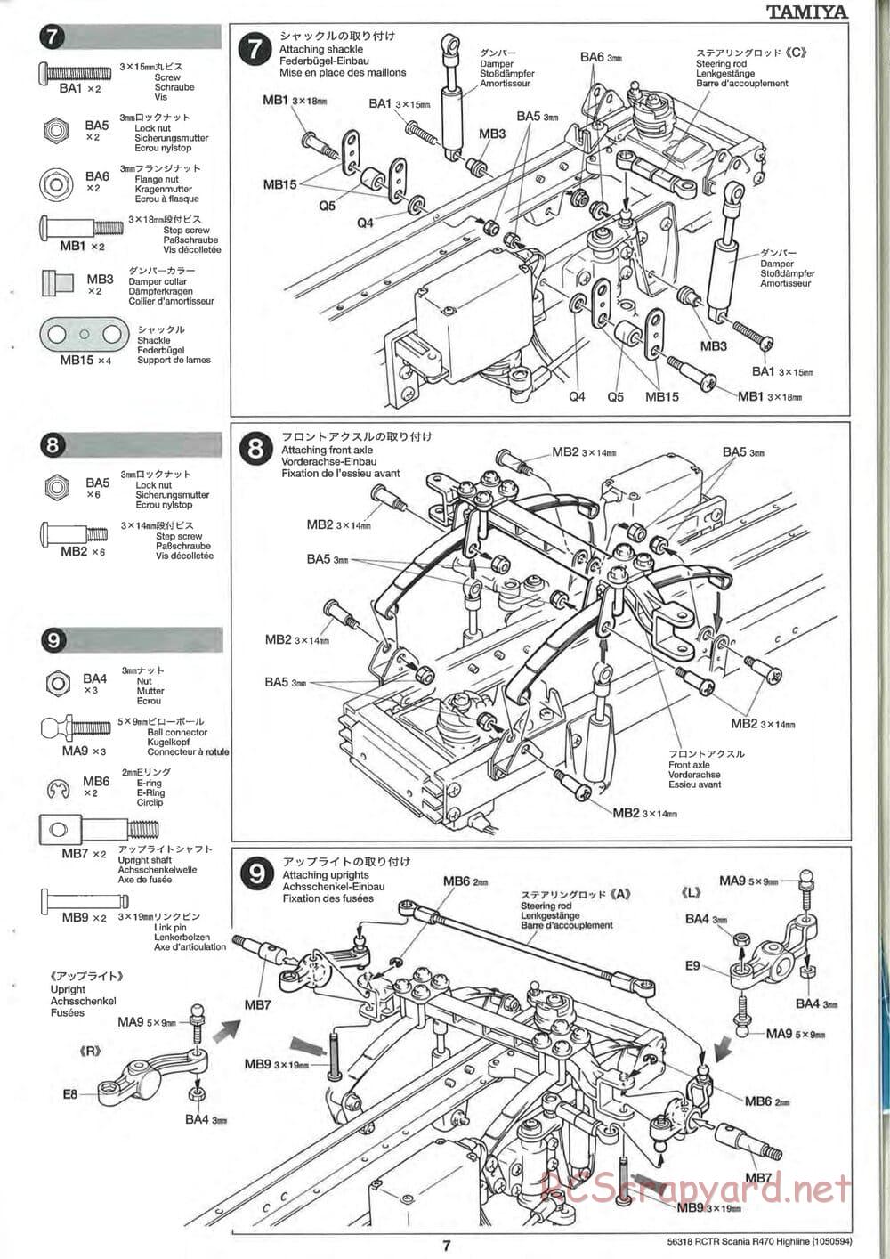 Tamiya - Scania R470 Highline Tractor Truck Chassis - Manual - Page 7