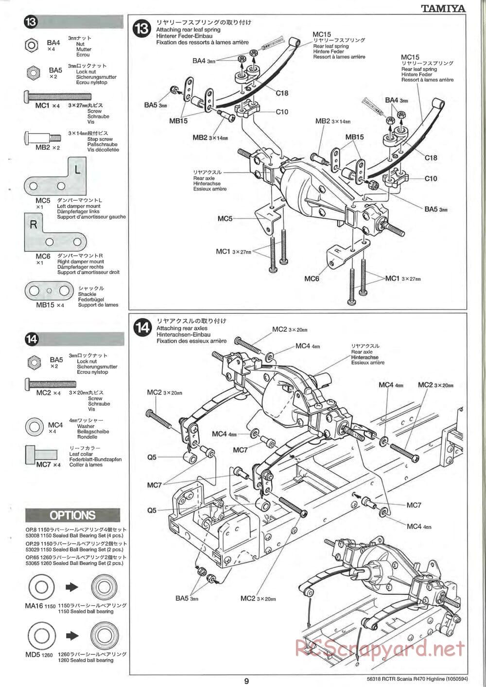 Tamiya - Scania R470 Highline Tractor Truck Chassis - Manual - Page 9