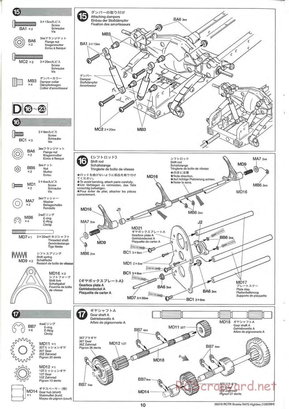 Tamiya - Scania R470 Highline Tractor Truck Chassis - Manual - Page 10