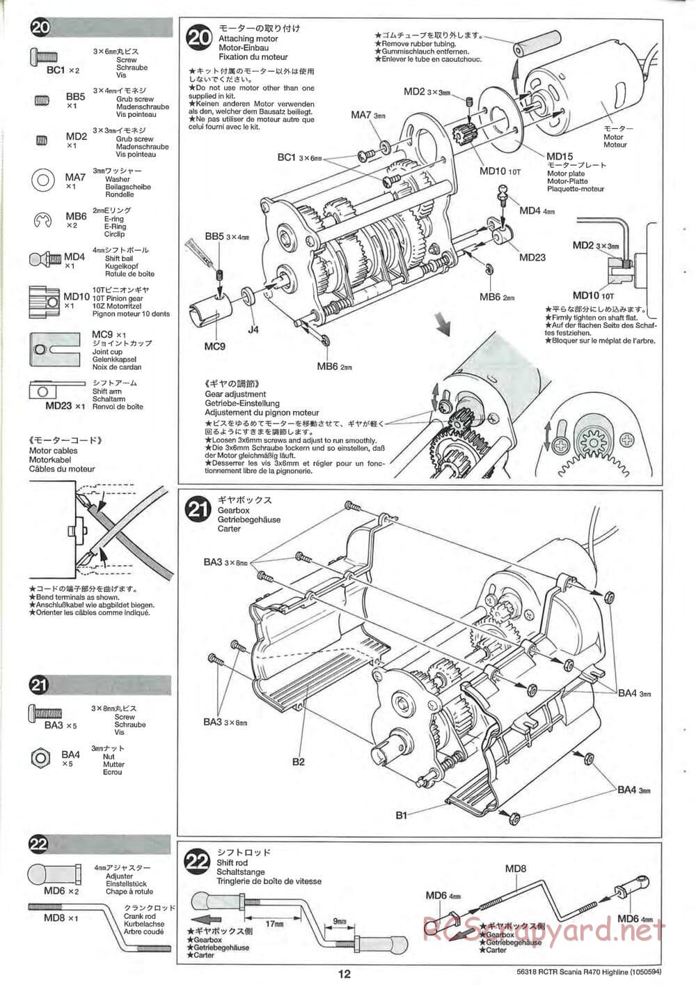 Tamiya - Scania R470 Highline Tractor Truck Chassis - Manual - Page 12