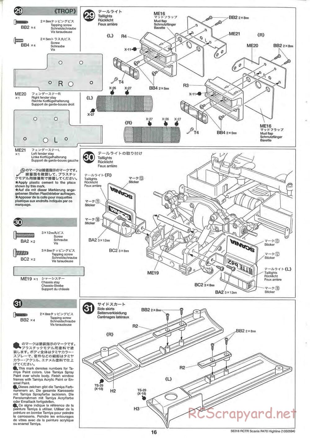 Tamiya - Scania R470 Highline Tractor Truck Chassis - Manual - Page 16