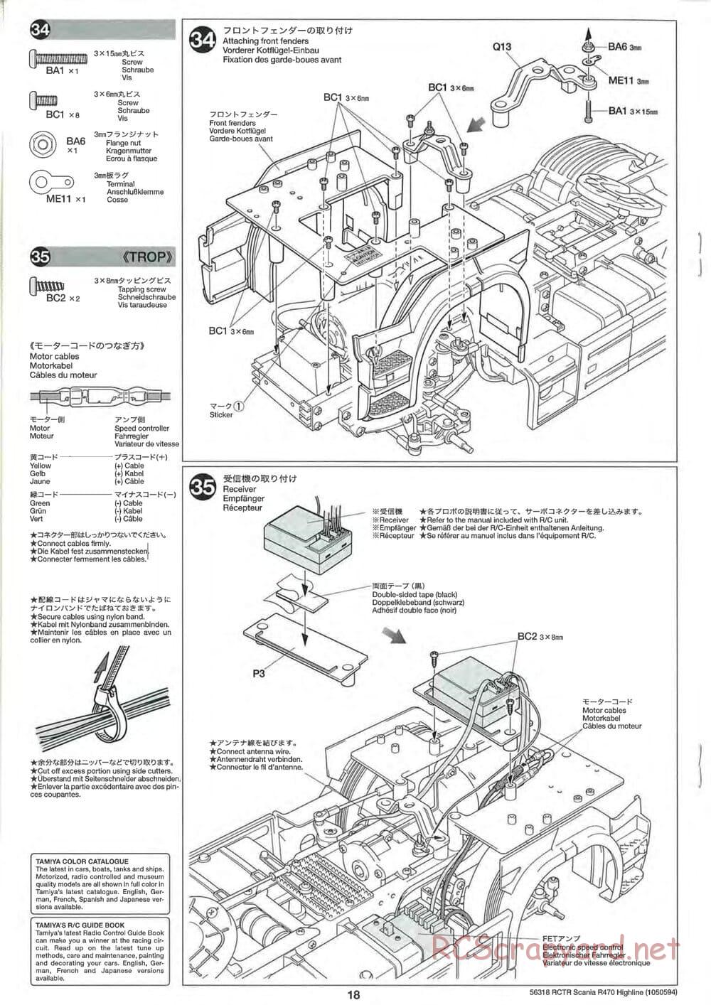 Tamiya - Scania R470 Highline Tractor Truck Chassis - Manual - Page 18