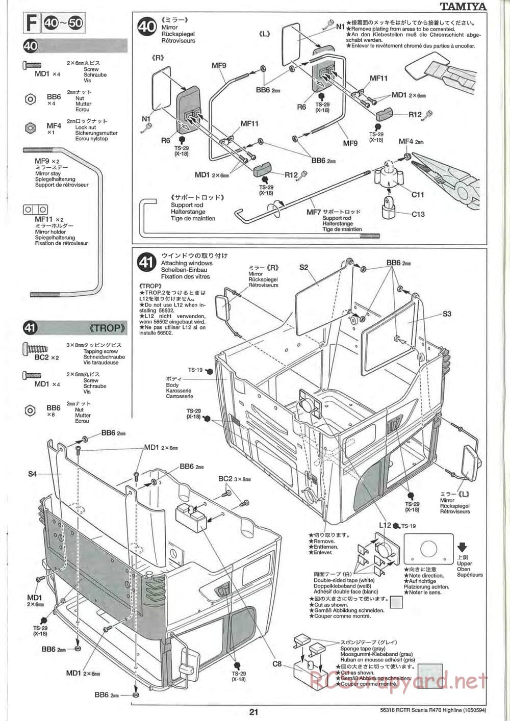 Tamiya - Scania R470 Highline Tractor Truck Chassis - Manual - Page 21