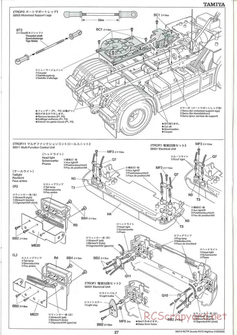 Tamiya - Scania R470 Highline Tractor Truck Chassis - Manual - Page 27