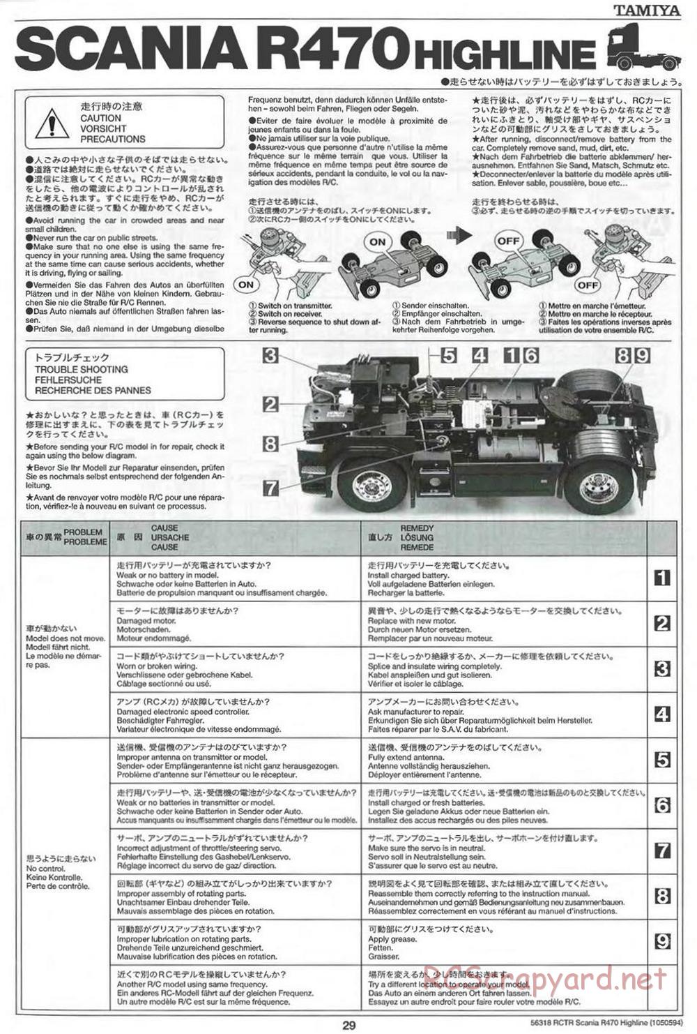 Tamiya - Scania R470 Highline Tractor Truck Chassis - Manual - Page 29