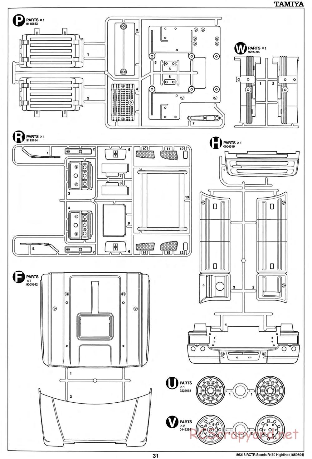 Tamiya - Scania R470 Highline Tractor Truck Chassis - Manual - Page 31