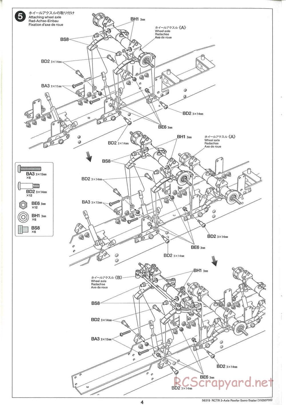 Tamiya - Semi Reefer Trailer Chassis - Manual - Page 4