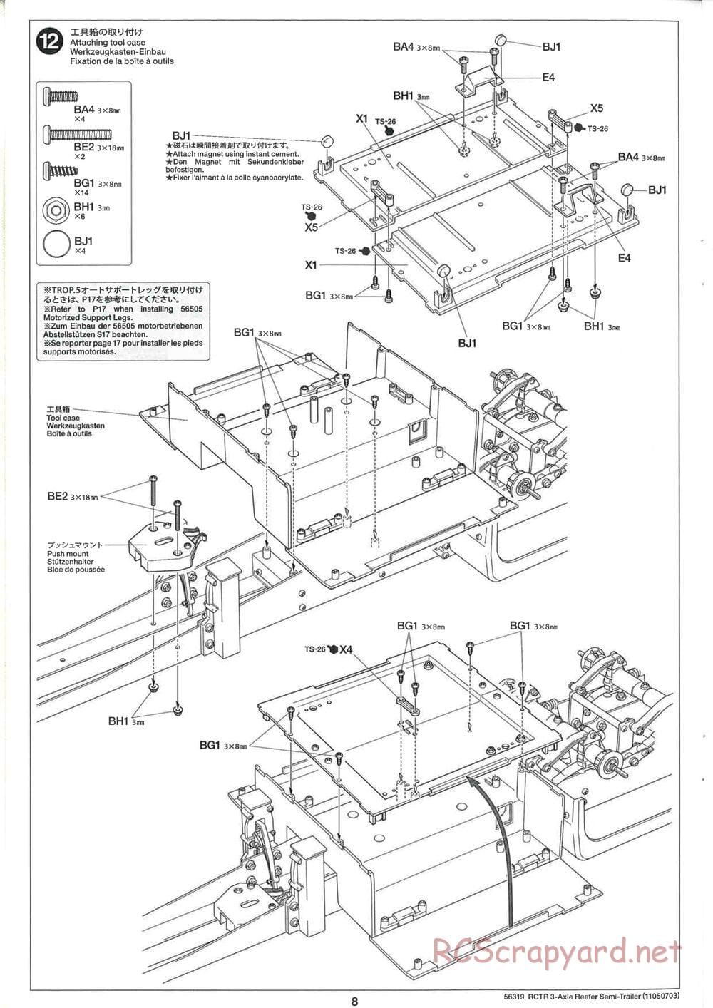 Tamiya - Semi Reefer Trailer Chassis - Manual - Page 8