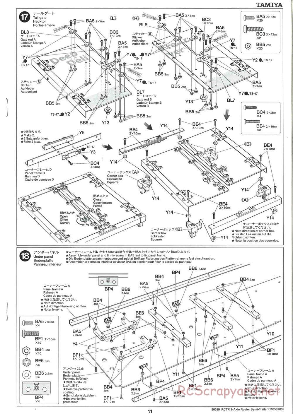 Tamiya - Semi Reefer Trailer Chassis - Manual - Page 11