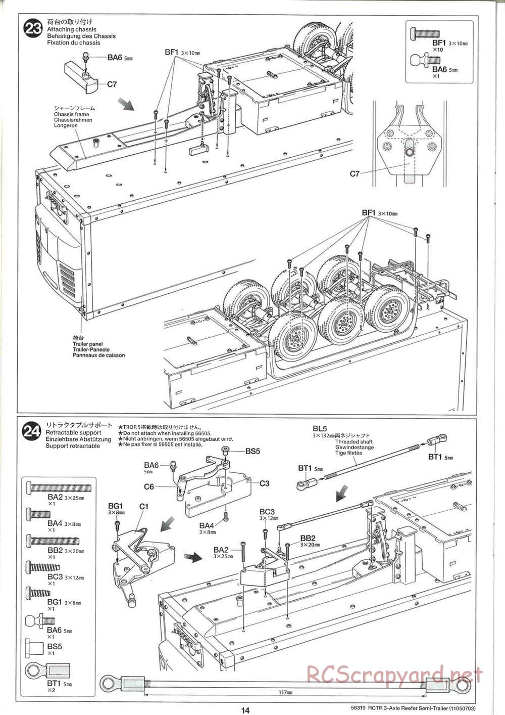 Tamiya - Semi Reefer Trailer Chassis - Manual - Page 14