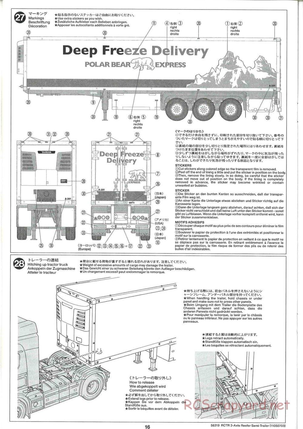 Tamiya - Semi Reefer Trailer Chassis - Manual - Page 16